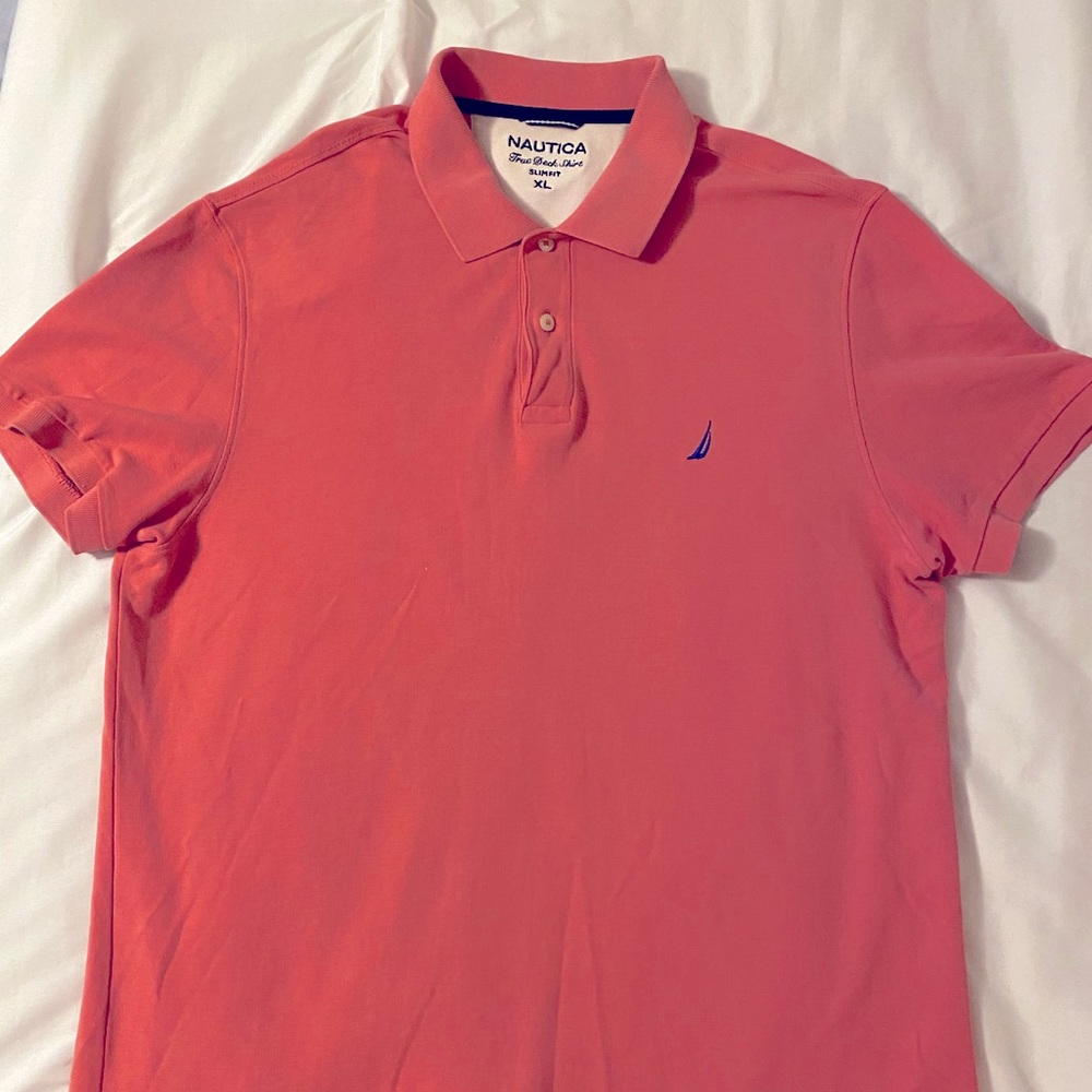 NAUTICA PEACH COTTON SHORT SLEEVE POLO SHIRT XL